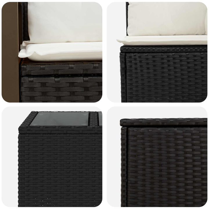 Sofa Sæt 6 stk. Sort og Cremehvid Poly Rattan og Stål