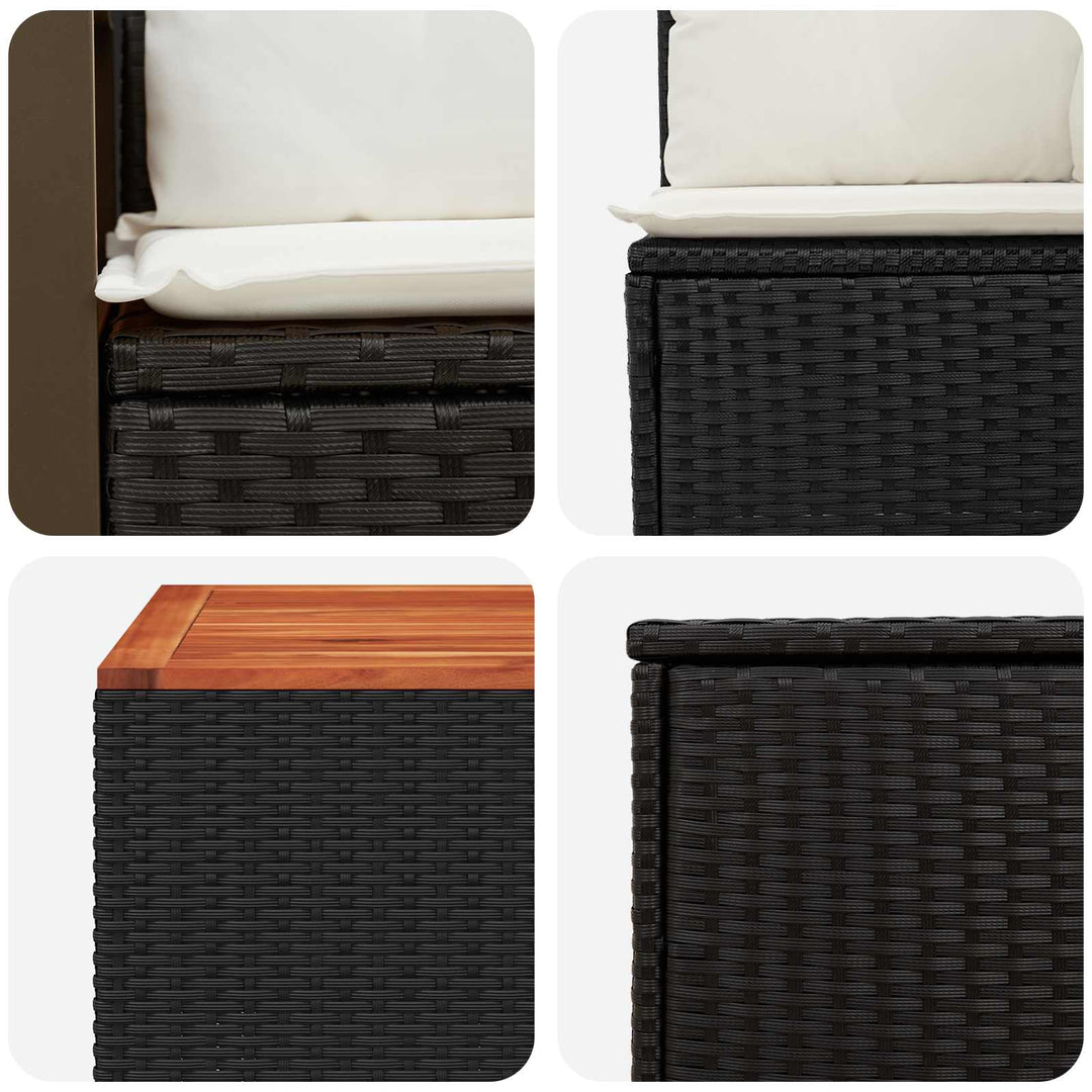 Sofa Sæt 6 stk. Sort og Cremehvid Poly Rattan og Stål