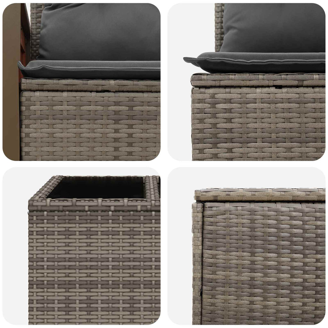 Sofa Sæt 6 stk. Grå og Mørkegrå Poly Rattan og Stål