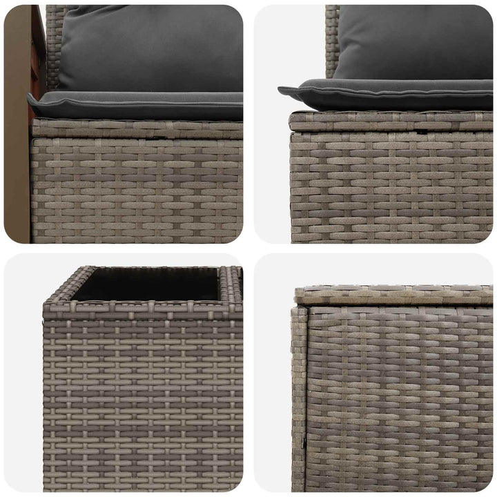 Sofa Sæt 6 stk. Grå og Mørkegrå Poly Rattan og Stål