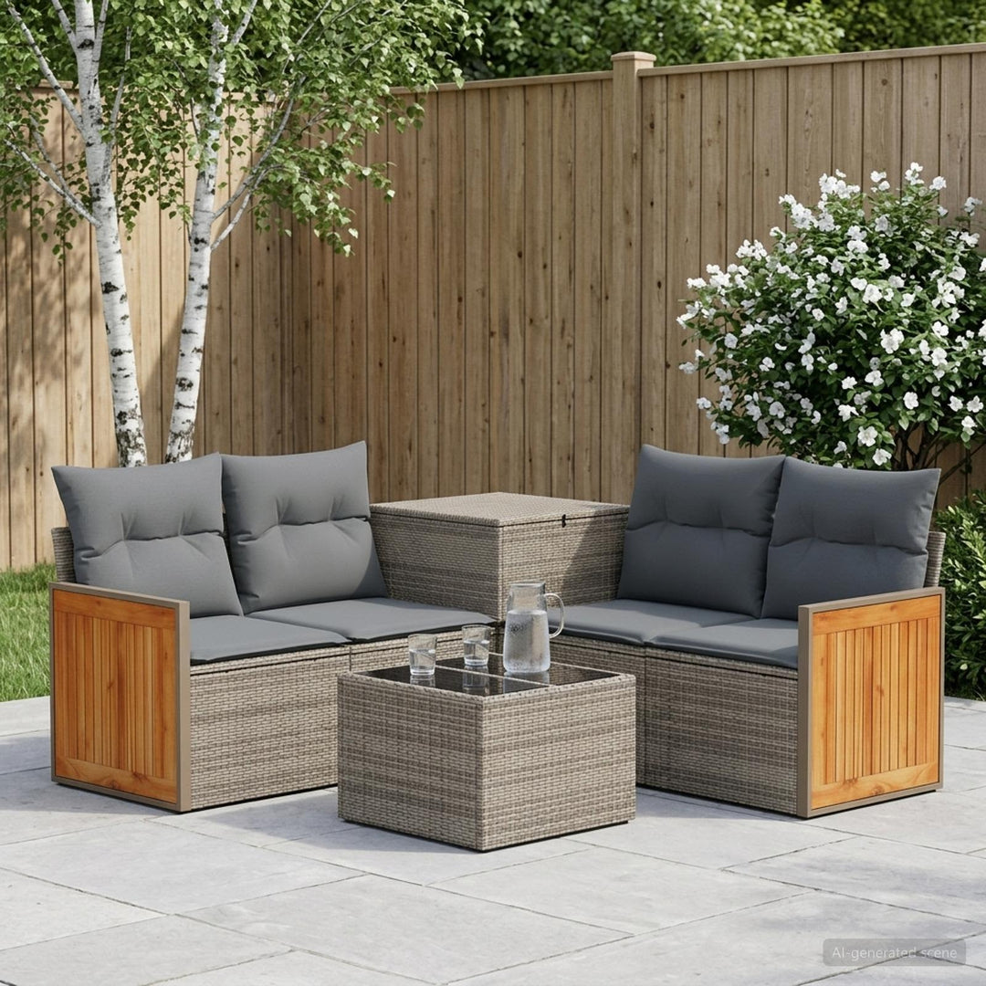 Sofa Sæt 6 stk. Grå og Mørkegrå Poly Rattan og Stål