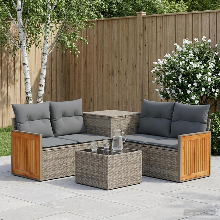 Sofa Sæt 6 stk. Grå og Mørkegrå Poly Rattan og Stål