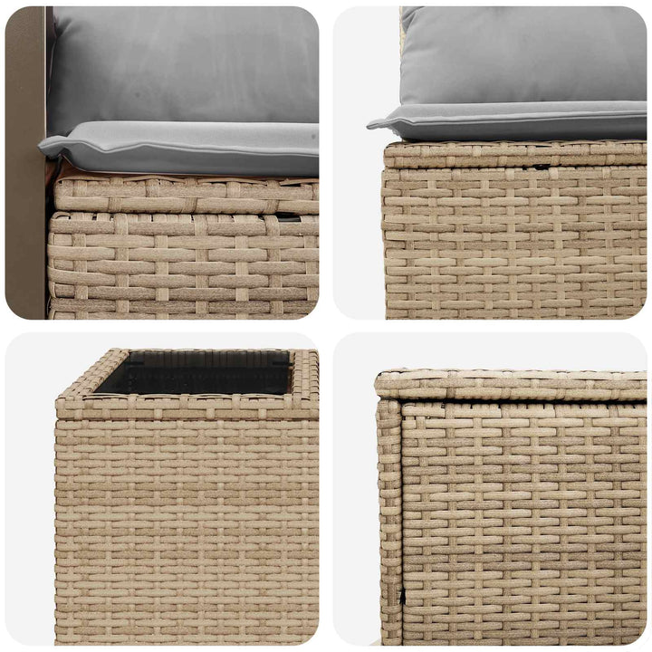 Sofa Sæt 6 stk. Beige og lys grå Poly Rattan og Stål