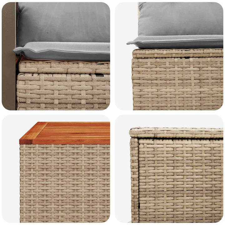 Sofa Sæt 6 stk. Beige og lys grå Poly Rattan og Stål