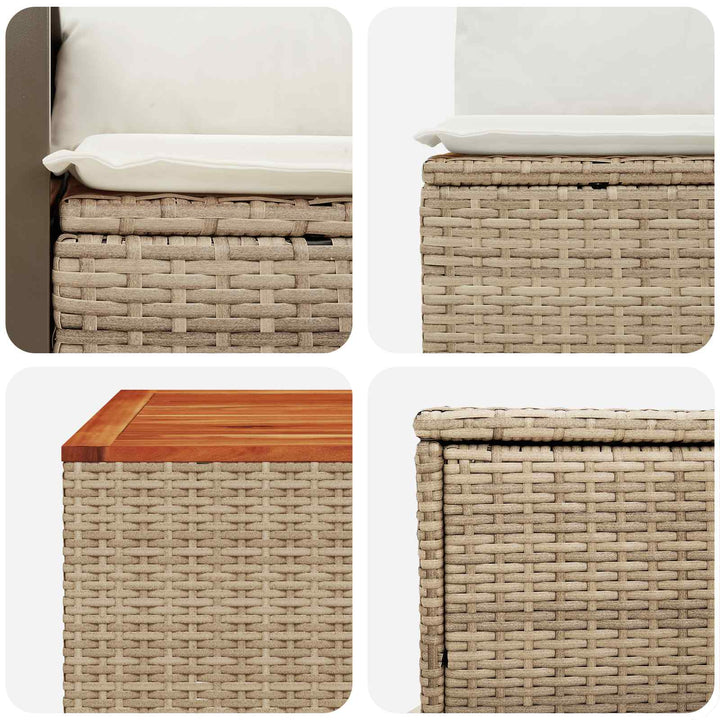 Sofa Sæt 6 stk. Beige og cremehvid Poly Rattan og Stål