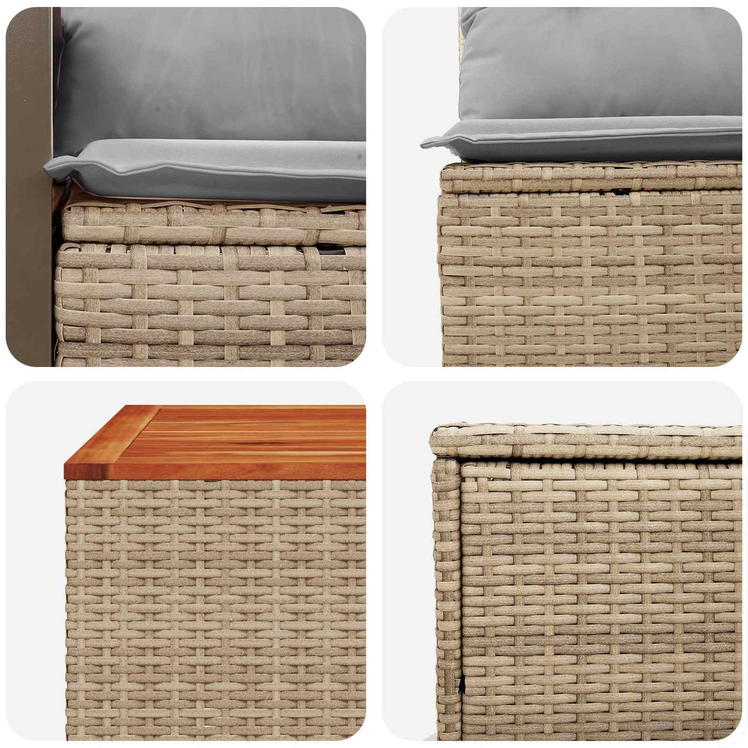 Sofa Sæt 6 stk. Beige og lys grå Poly Rattan og Stål