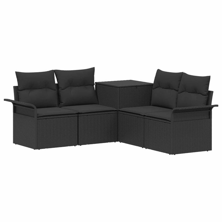Sofa Sæt 5 stk. Sort Poly Rattan og Stål