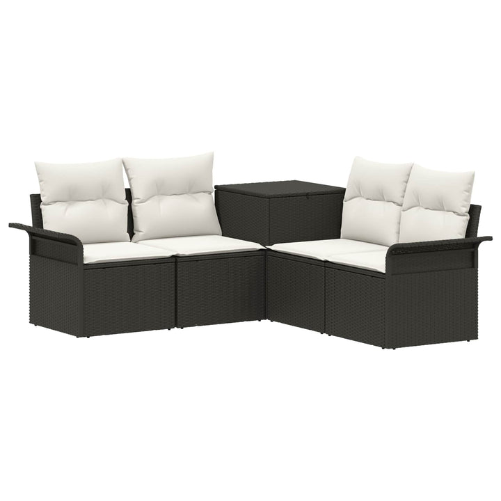 Sofa Sæt 5 stk. Sort og Cremehvid Poly Rattan og Stål