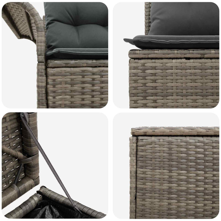 Sofa Sæt 5 stk. Grå og Mørkegrå Poly Rattan og Stål