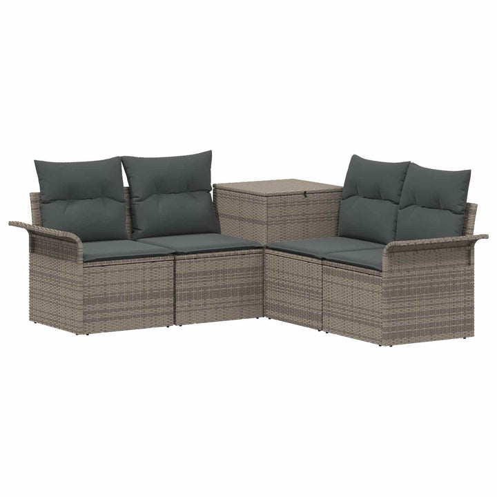 Sofa Sæt 5 stk. Grå og Mørkegrå Poly Rattan og Stål