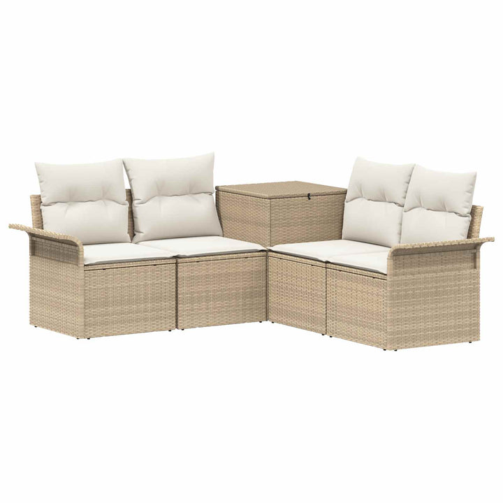 Sofa Sæt 5 stk. Beige og cremehvid Poly Rattan og Stål