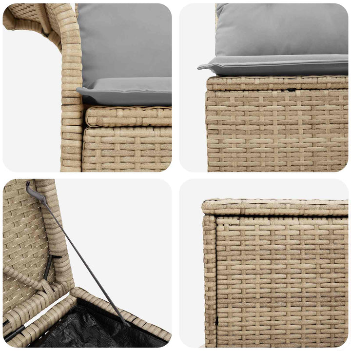 Sofa Sæt 5 stk. Beige og lys grå Poly Rattan og Stål