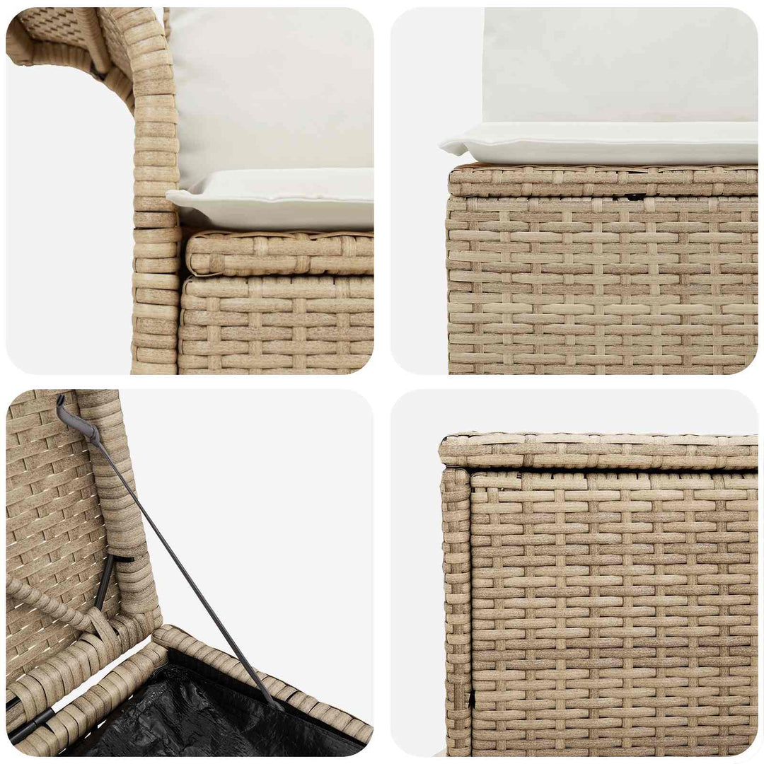 Sofa Sæt 5 stk. Beige og cremehvid Poly Rattan og Stål