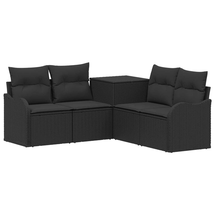 Sofa Sæt 5 stk. Sort Poly Rattan og Stål