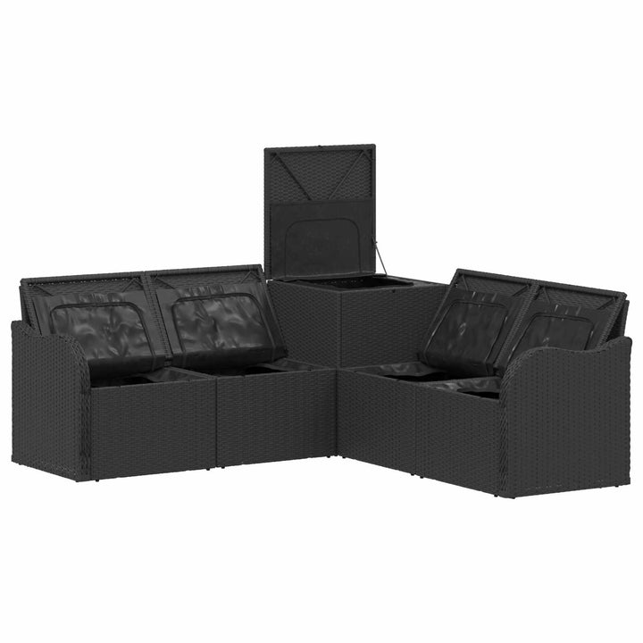 Sofa Sæt 5 stk. Sort Poly Rattan og Stål