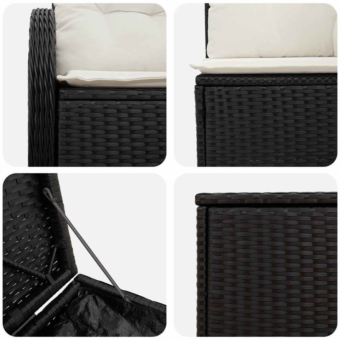 Sofa Sæt 5 stk. Sort og Cremehvid Poly Rattan og Stål