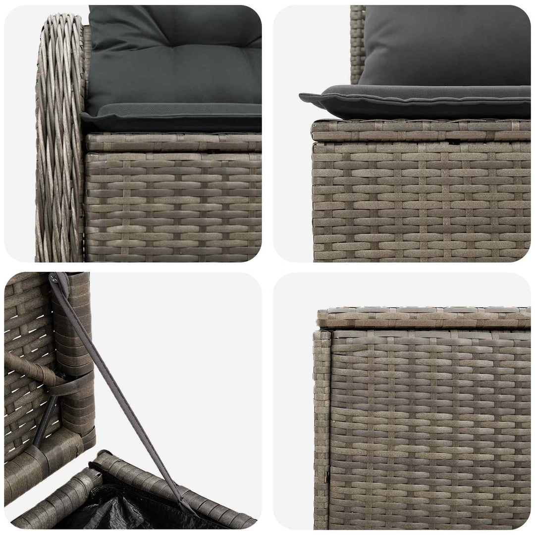 Sofa Sæt 5 stk. Grå og Mørkegrå Poly Rattan og Stål