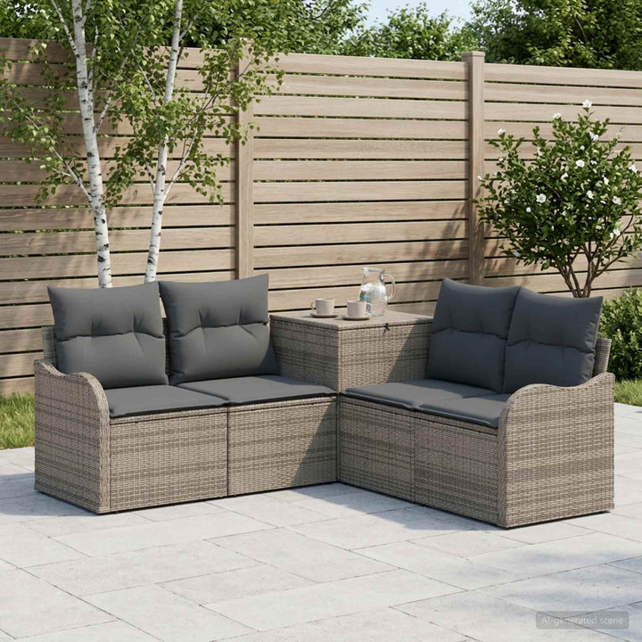 Sofa Sæt 5 stk. Grå og Mørkegrå Poly Rattan og Stål