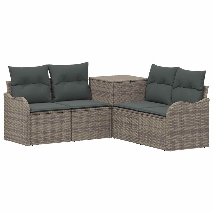 Sofa Sæt 5 stk. Grå og Mørkegrå Poly Rattan og Stål