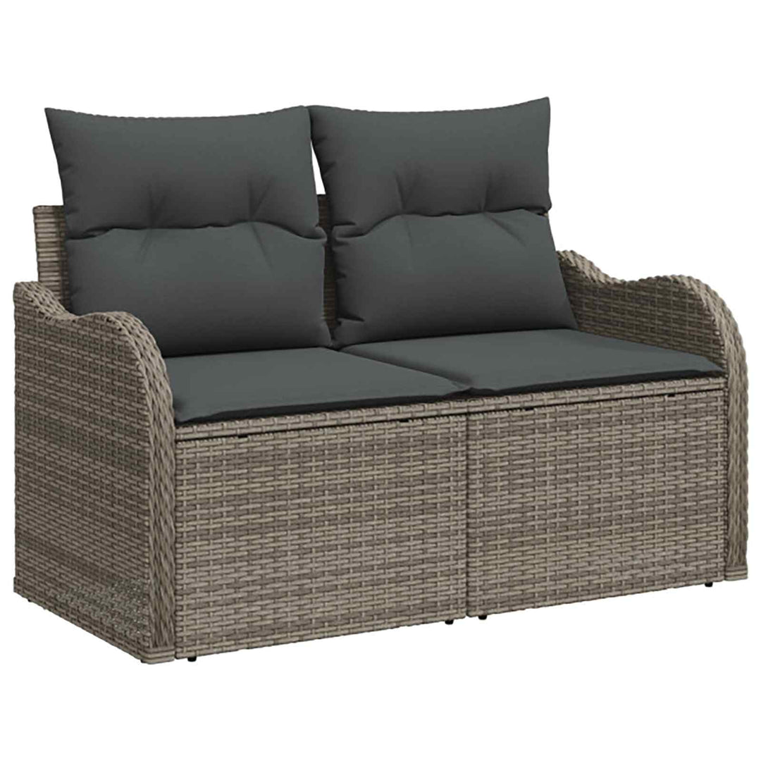 Sofa Sæt 5 stk. Grå og Mørkegrå Poly Rattan og Stål
