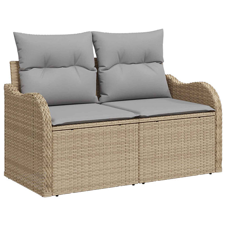Sofa Sæt 5 stk. Beige og lys grå Poly Rattan og Stål