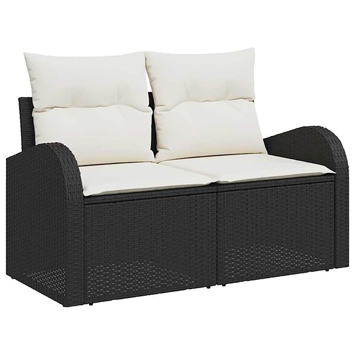 Sofa Sæt 5 stk. Sort og Cremehvid Poly Rattan og Stål