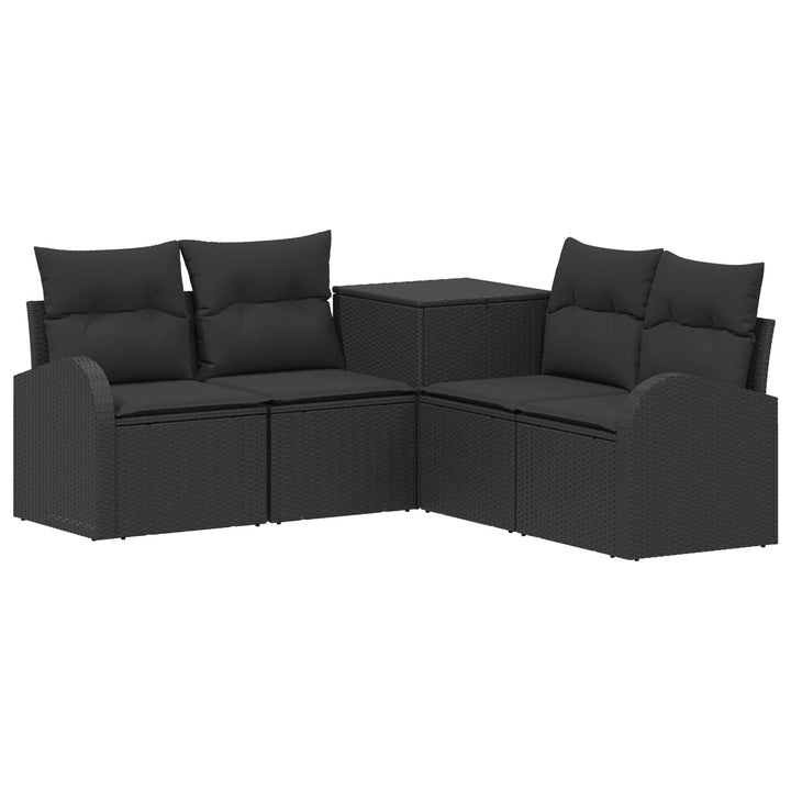 Sofa Sæt 5 stk. Sort Poly Rattan og Stål