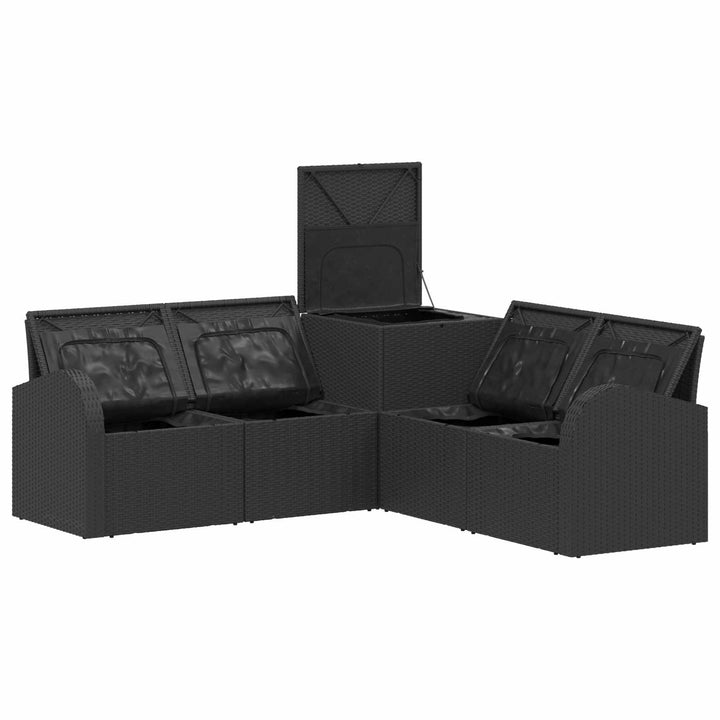 Sofa Sæt 5 stk. Sort Poly Rattan og Stål