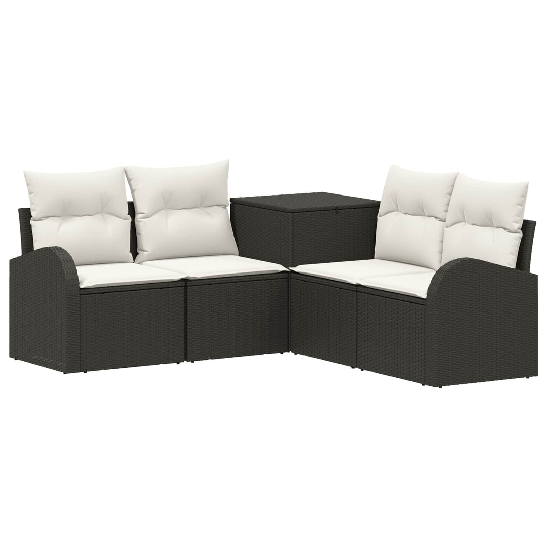 Sofa Sæt 5 stk. Sort og Cremehvid Poly Rattan og Stål