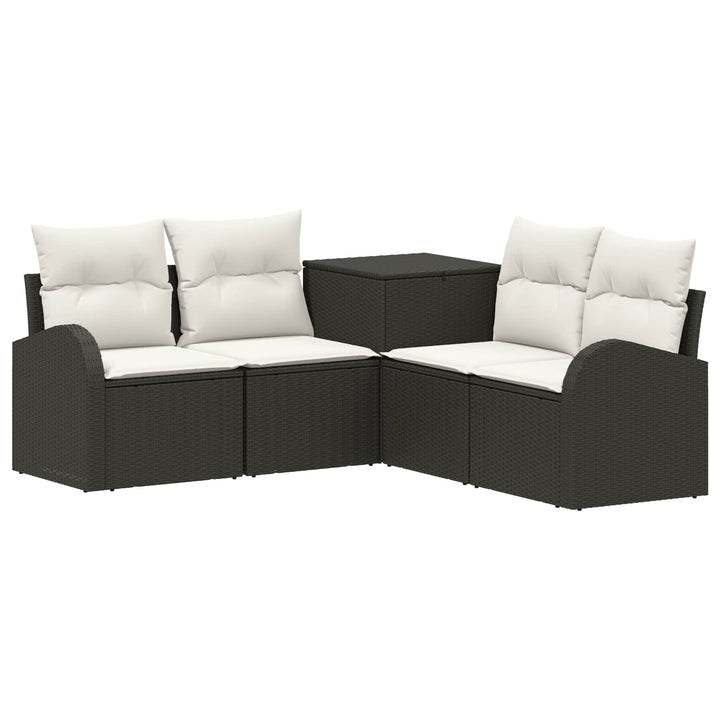 Sofa Sæt 5 stk. Sort og Cremehvid Poly Rattan og Stål