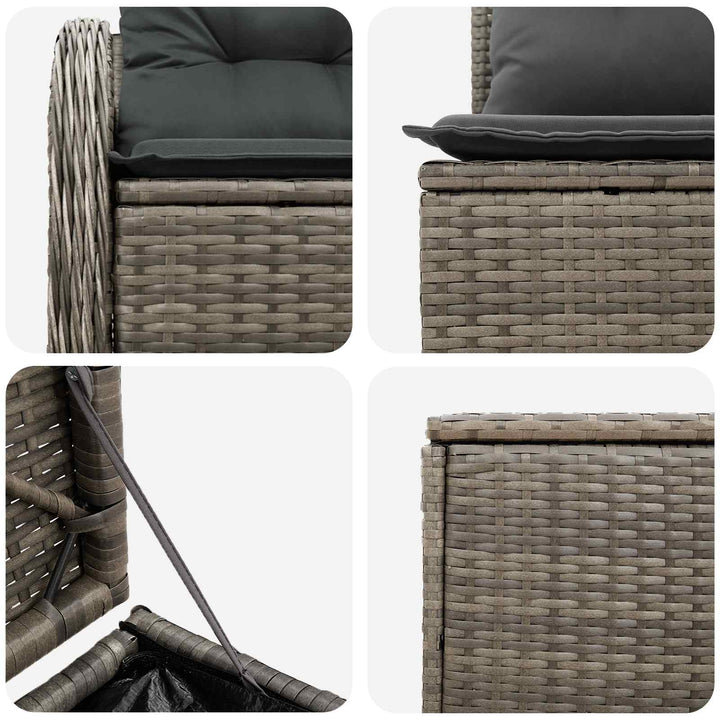 Sofa Sæt 5 stk. Grå og Mørkegrå Poly Rattan og Stål