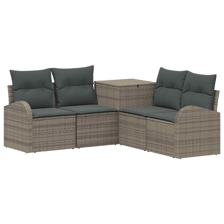 Sofa Sæt 5 stk. Grå og Mørkegrå Poly Rattan og Stål