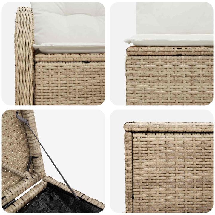 Sofa Sæt 5 stk. Beige og cremehvid Poly Rattan og Stål