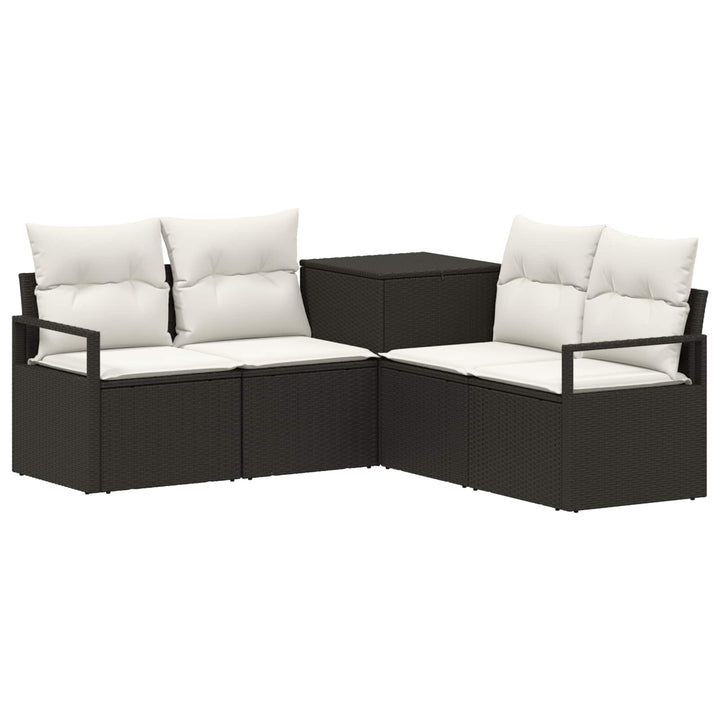 Sofa Sæt 5 stk. Sort og Cremehvid Poly Rattan og Stål