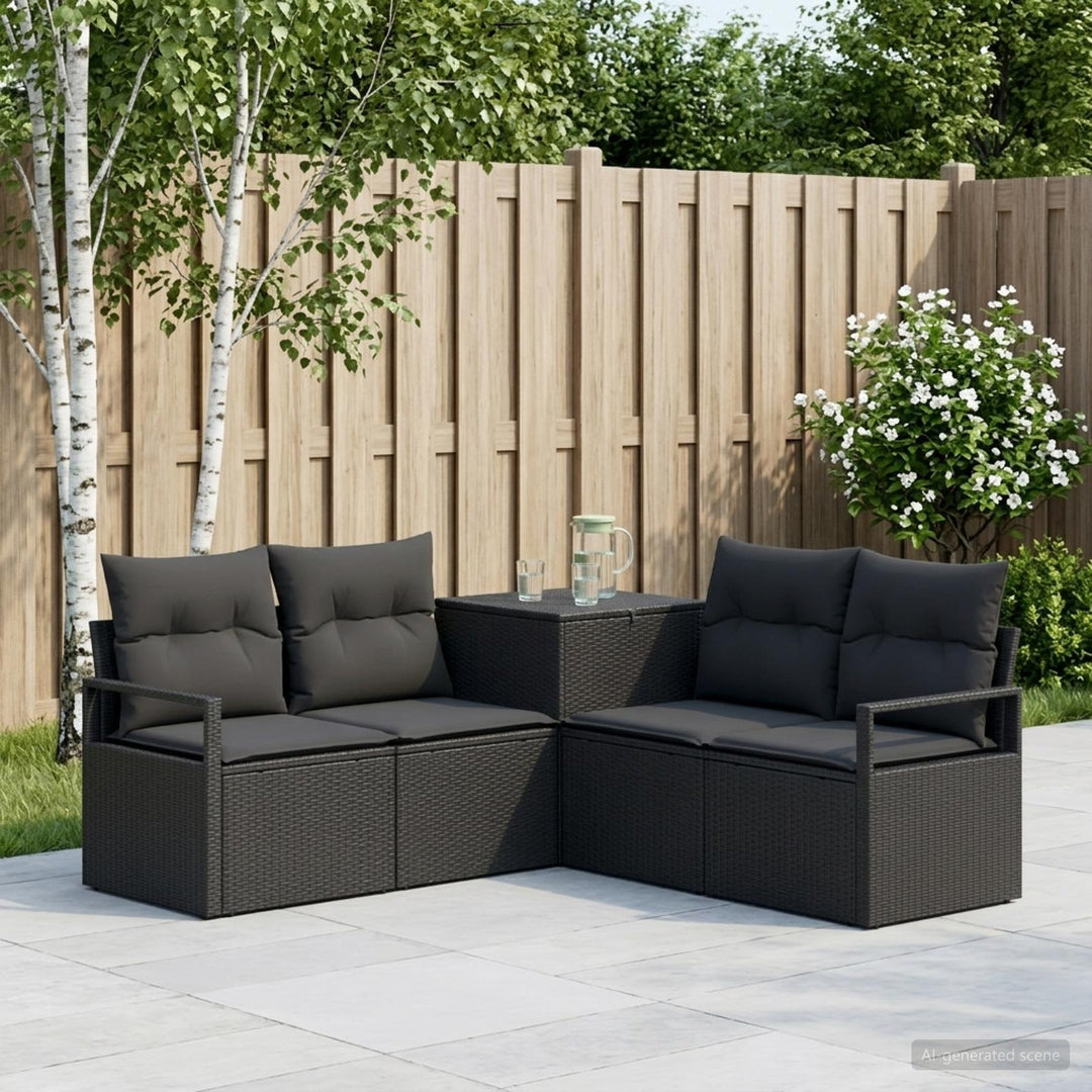 Sofa Sæt 5 stk. Sort Poly Rattan og Stål