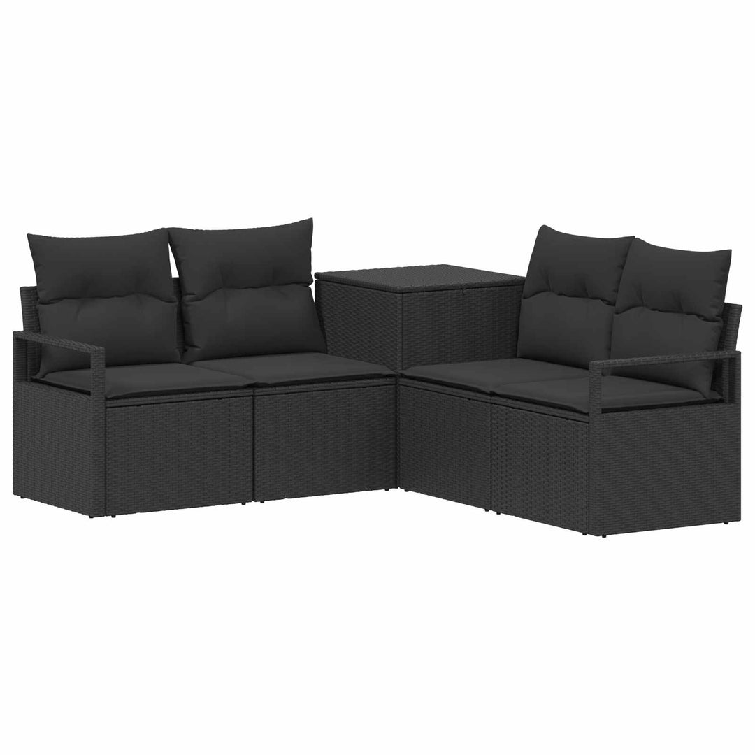 Sofa Sæt 5 stk. Sort Poly Rattan og Stål