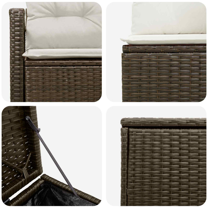 Sofa Sæt 5 stk. Brun og Creme Hvid Poly Rattan og Stål