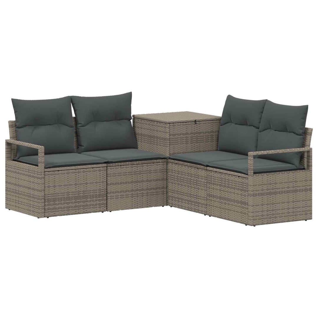 Sofa Sæt 5 stk. Grå og Mørkegrå Poly Rattan og Stål