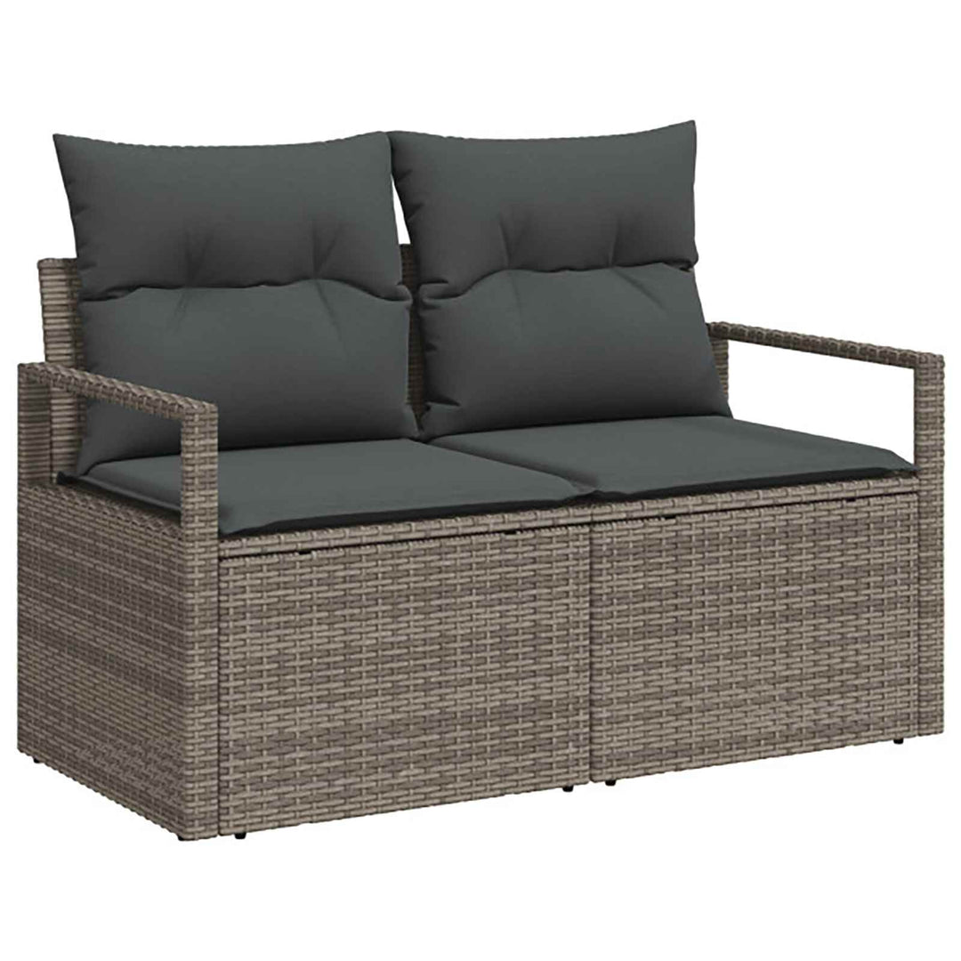 Sofa Sæt 5 stk. Grå og Mørkegrå Poly Rattan og Stål