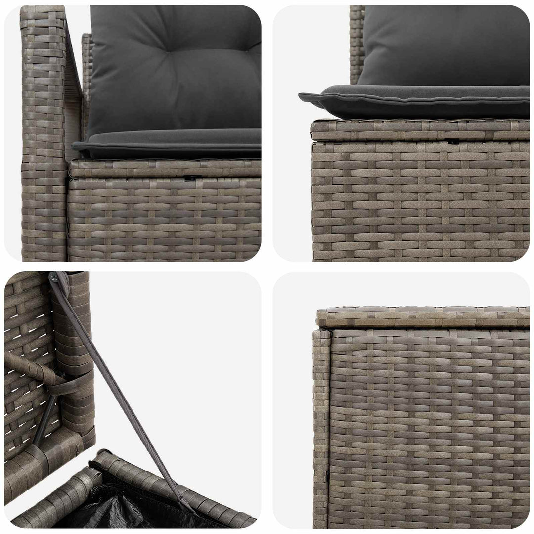 Sofa Sæt 5 stk. Grå og Mørkegrå Poly Rattan og Stål