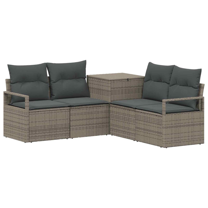 Sofa Sæt 5 stk. Grå og Mørkegrå Poly Rattan og Stål