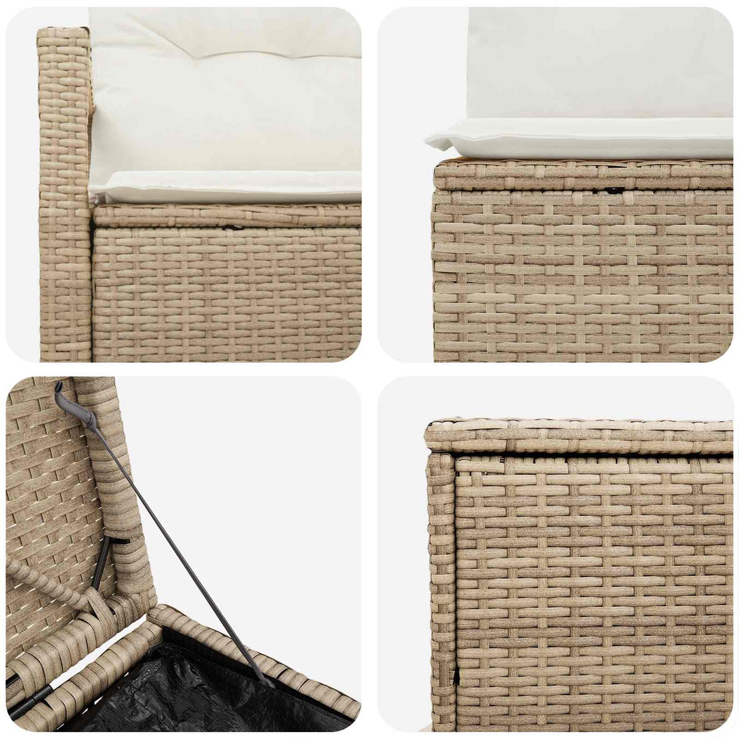 Sofa Sæt 5 stk. Beige og cremehvid Poly Rattan og Stål