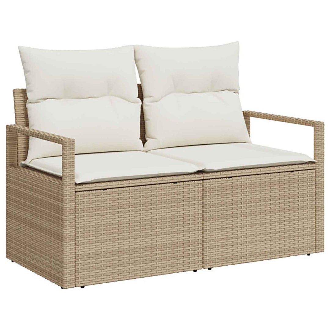 Sofa Sæt 5 stk. Beige og cremehvid Poly Rattan og Stål