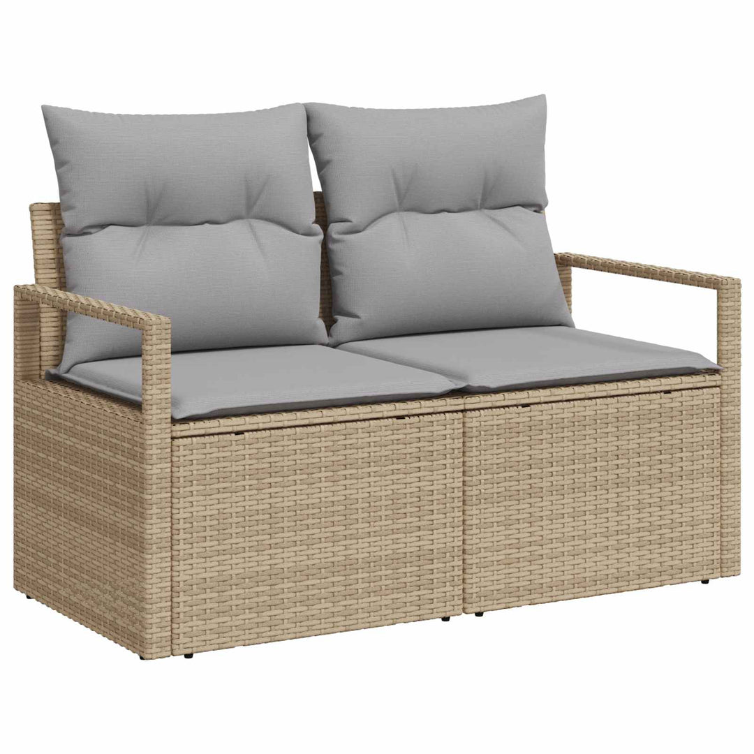 Sofa Sæt 5 stk. Beige og lys grå Poly Rattan og Stål