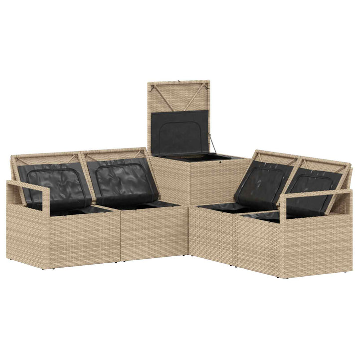 Sofa Sæt 5 stk. Beige og cremehvid Poly Rattan og Stål