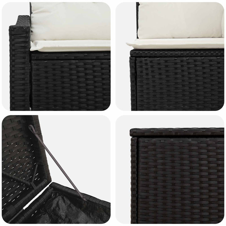 Sofa Sæt 5 stk. Sort og Cremehvid Poly Rattan og Stål