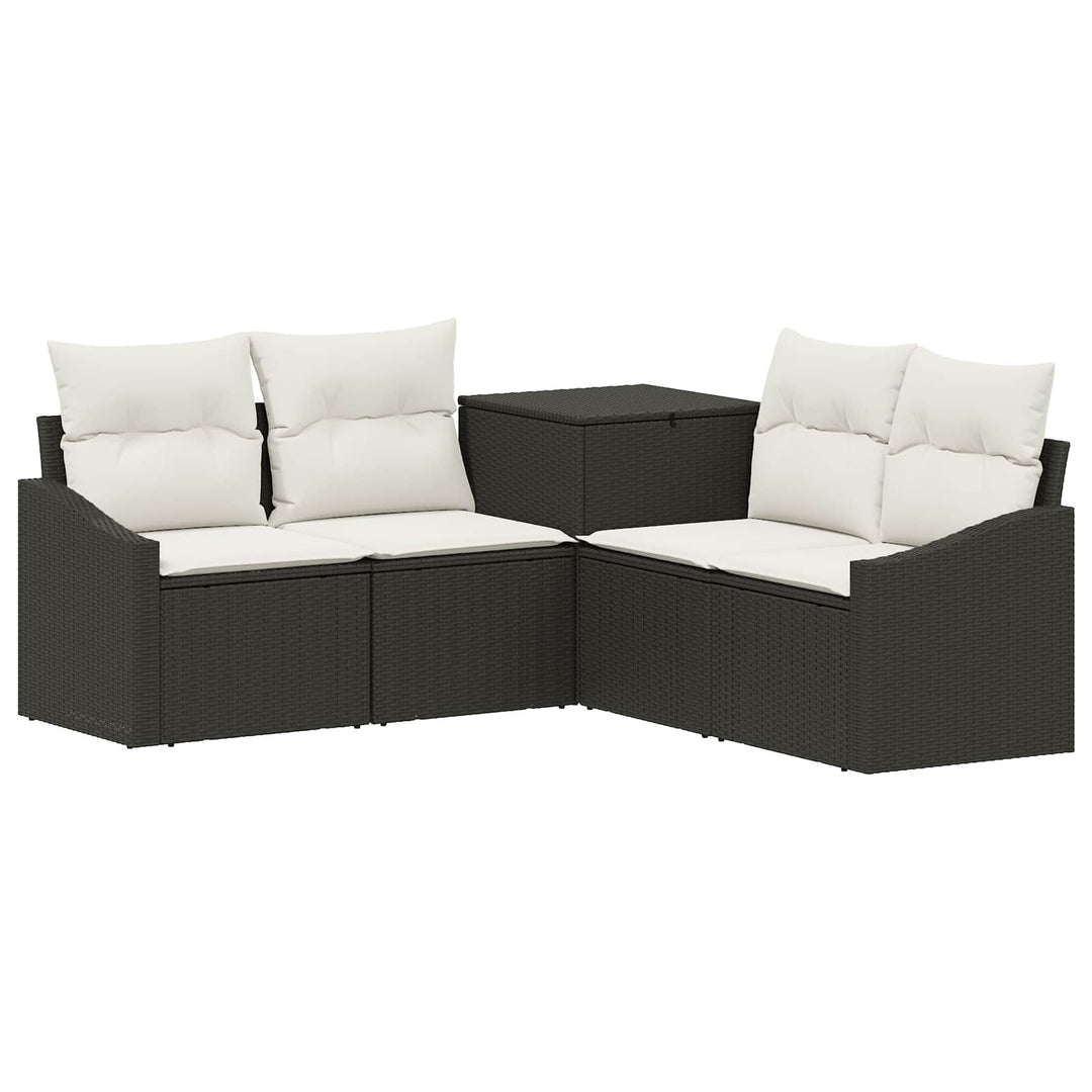 Sofa Sæt 5 stk. Sort og Cremehvid Poly Rattan og Stål