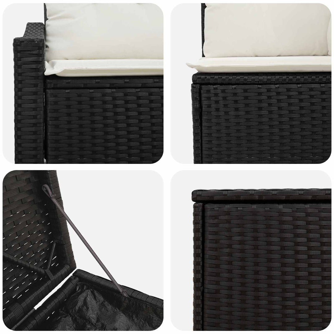 Sofa Sæt 5 stk. Sort og Cremehvid Poly Rattan og Stål