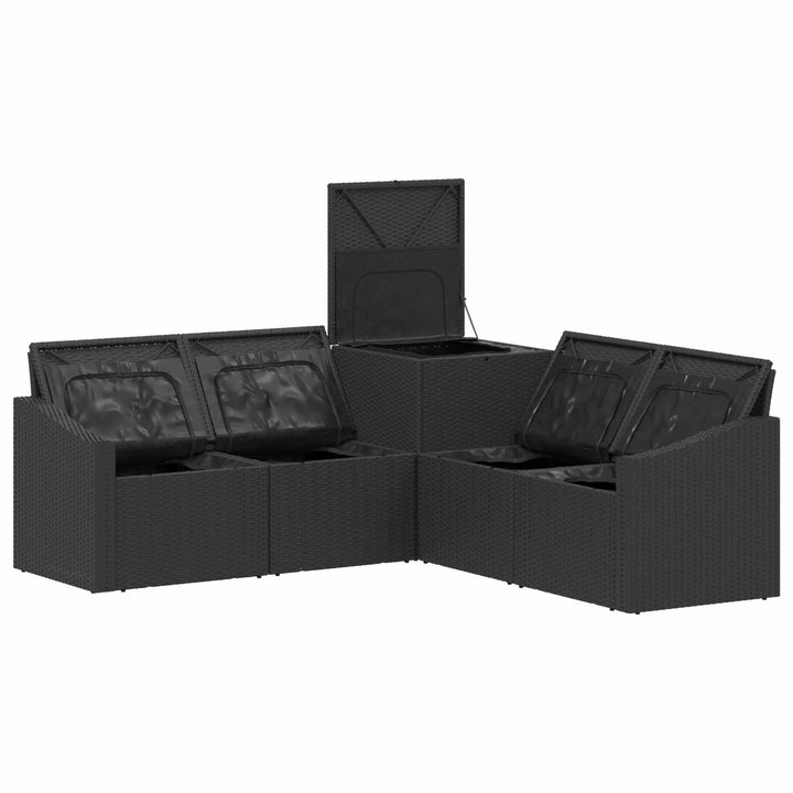 Sofa Sæt 5 stk. Sort og Cremehvid Poly Rattan og Stål