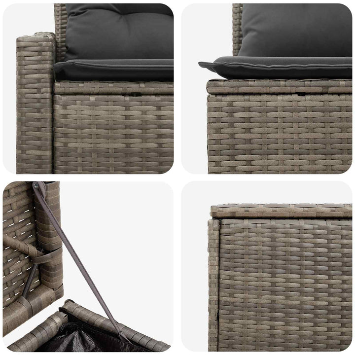 Sofa Sæt 5 stk. Grå og Mørkegrå Poly Rattan og Stål